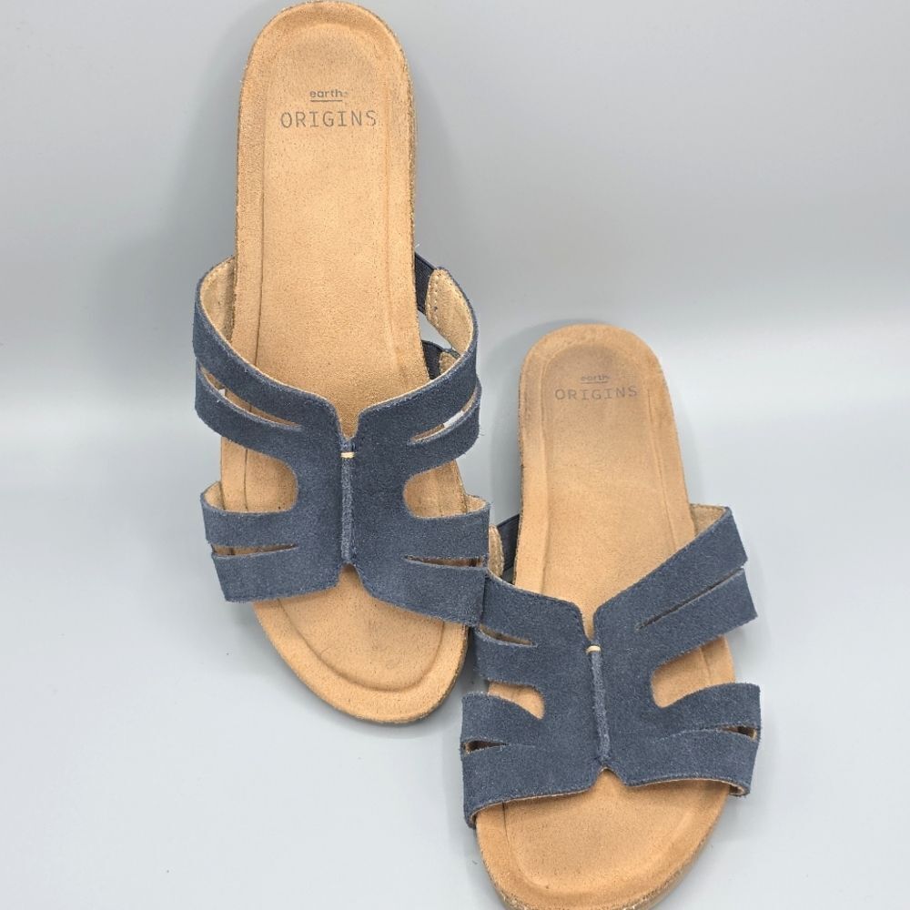 Earth Orgins Blueberry Blue Suede Sandals Size 10